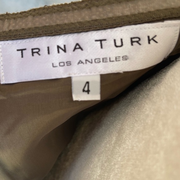 Trina Turk - Olive Tweed Strapless Sheath Dress Sz 4 - Picture 6 of 10